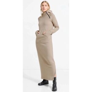 NEW Marcella Tompkins Sweatshirt Hooded Dress Sand Brown Women's Medium